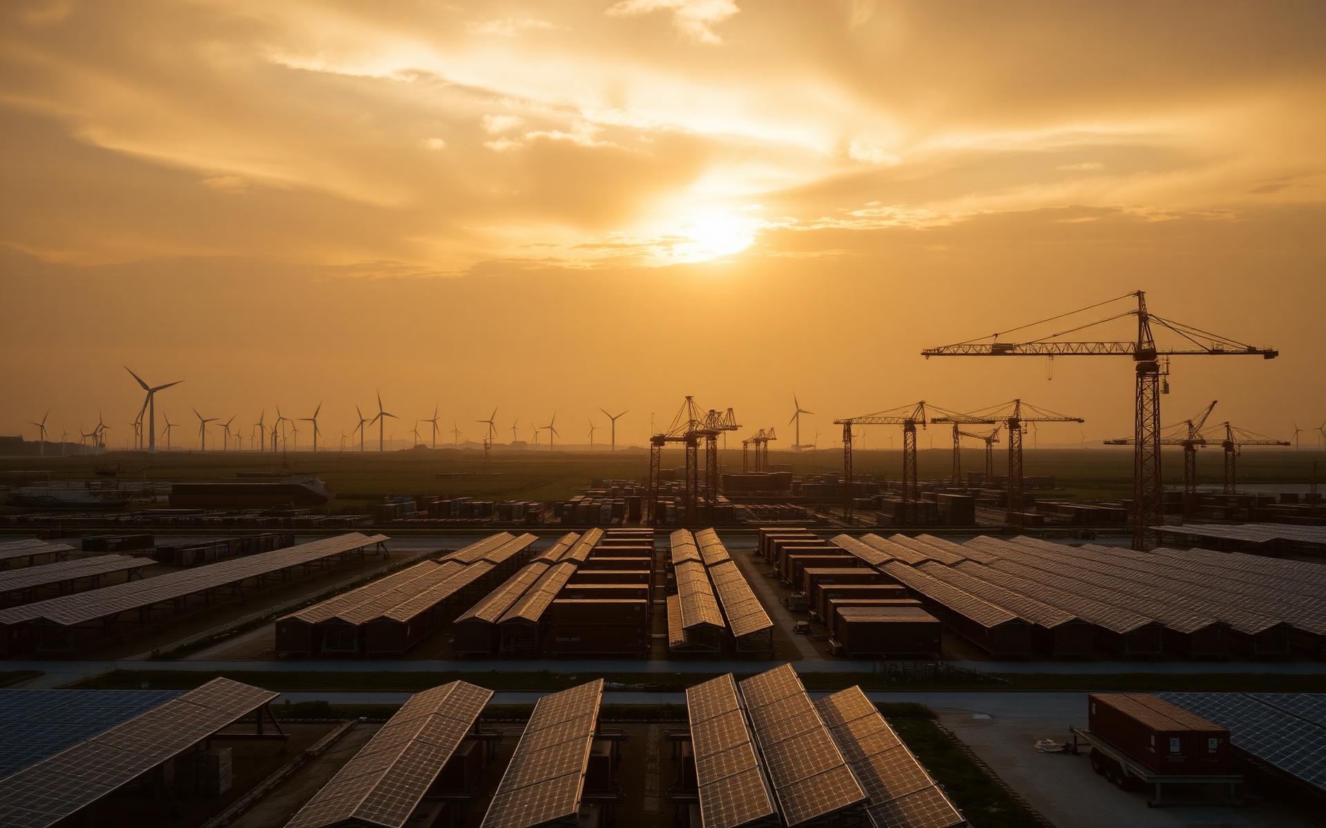 Global infrastructure and energy landscape at dusk